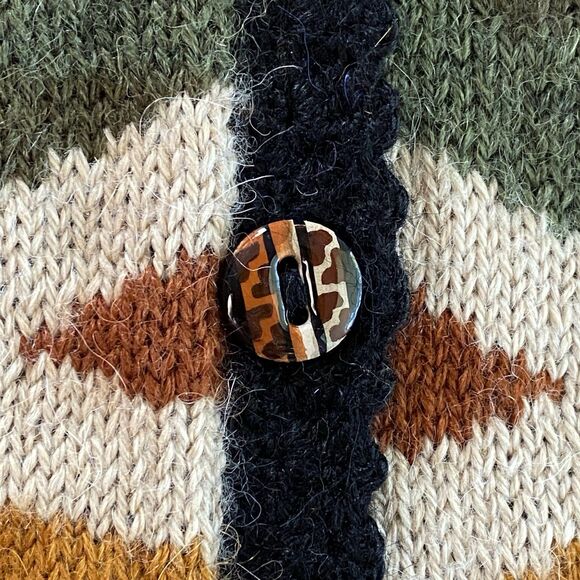 NWOT Rare Tey Art Alpaca Wool Blend Multicolored Knit Cardigan Size Medium - Picture 15 of 15